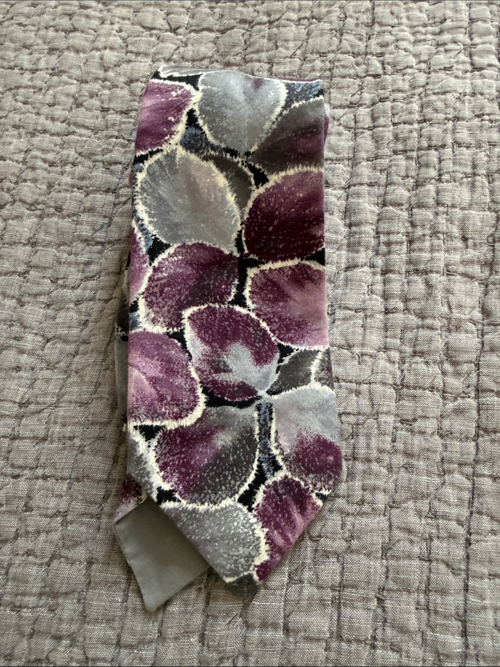 Dixie Lee Purple Gray Floral Tie